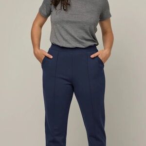 Wool& Rosso straight ponte merino wool pant - washed navy - S